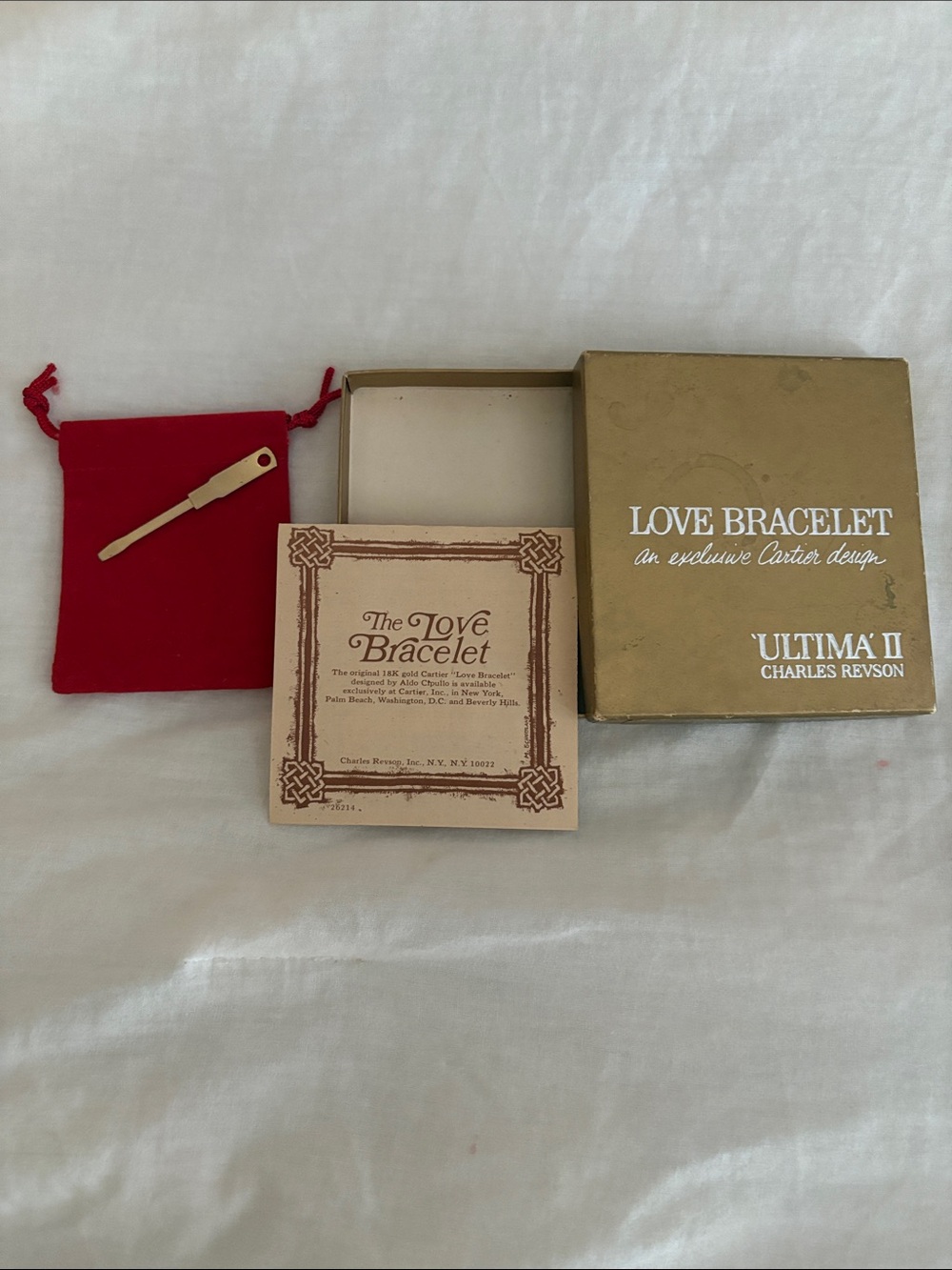 Charles Revson Aldo Cipullo Vintage Cartier Design Love Bracelet Box Only